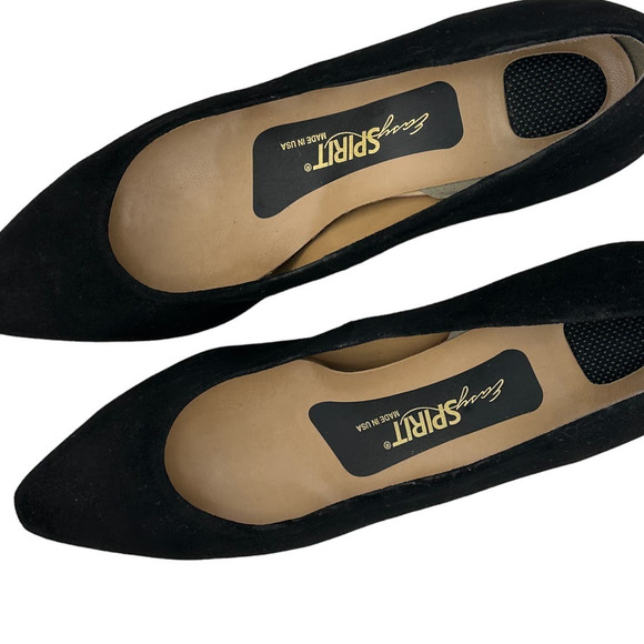 Vintage 90s Easy Spirit Black Suede Kitten Heel Pumps Pointed Size 7 - Picture 4 of 6